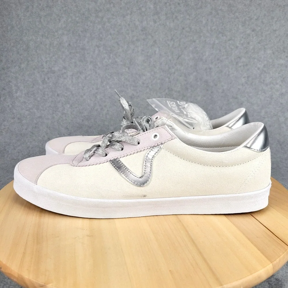 Vans Sport Sneakers Mens 13 Marshmallow‎ Metallic Silver Suede Low Top